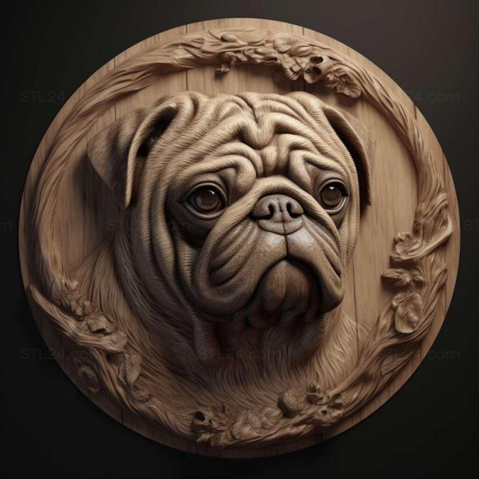 Nature and animals (pug 3, NATURE_6223) 3D models for cnc